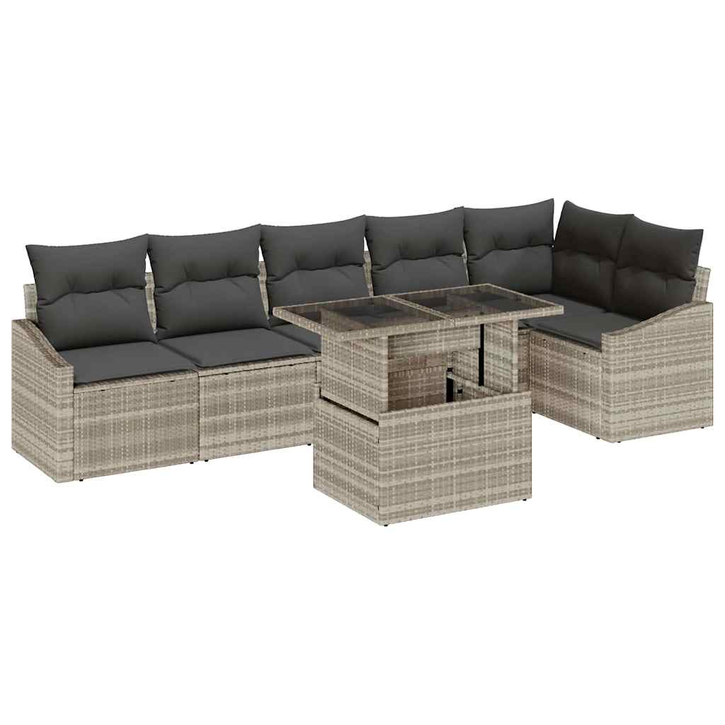 Garten-Sofa-Set 7 pcs Hellgrau und Dunkelgrau 100 x 55 x 73 cm